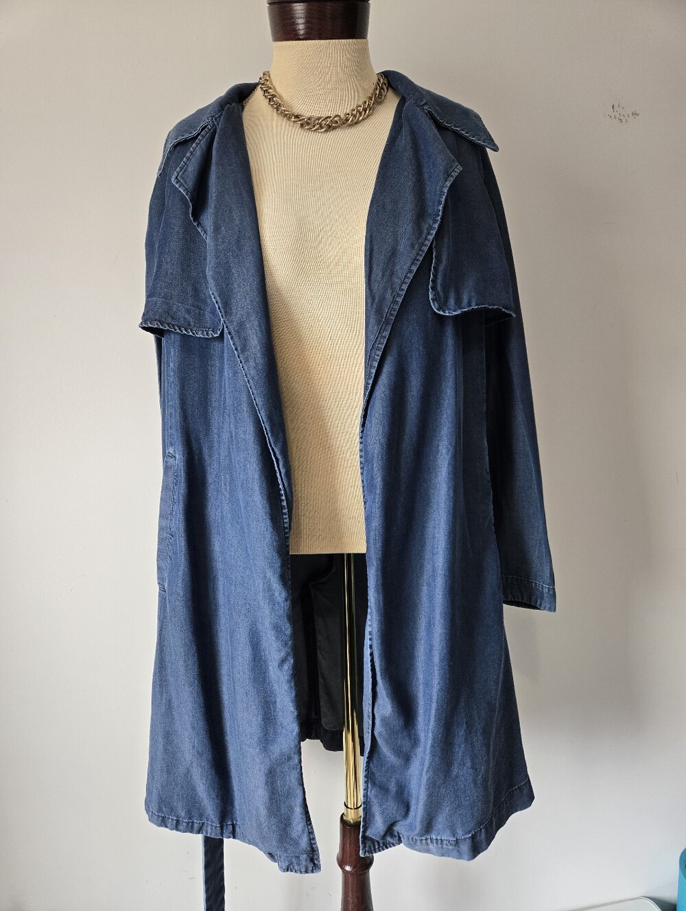 Zara Lightweight Lyocell Denim Belted Trench Coat. Size Small - Picture 9 of 14